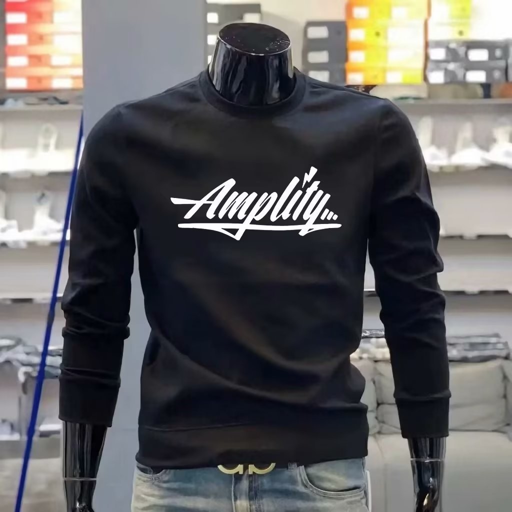 พิมพ์เกาหลีรุ่นหลวมสไตล์ฮ่องกง23ปลาค็อด2024สไตล์ใหม่ฤดูใบไม้ร่วงฤดูหนาวผู้ชายรอบคออินเทรนด์เสื้อ ใหม