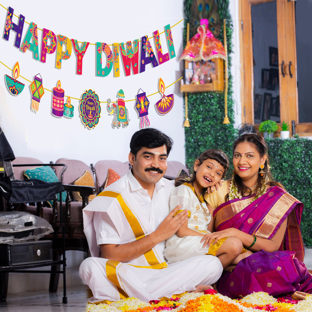 Diwali Theme Party Decor ชุดกระดาษ Bunting & Streamers เทศกาลอินเดียฉากหลังแขวนอุปกรณ์