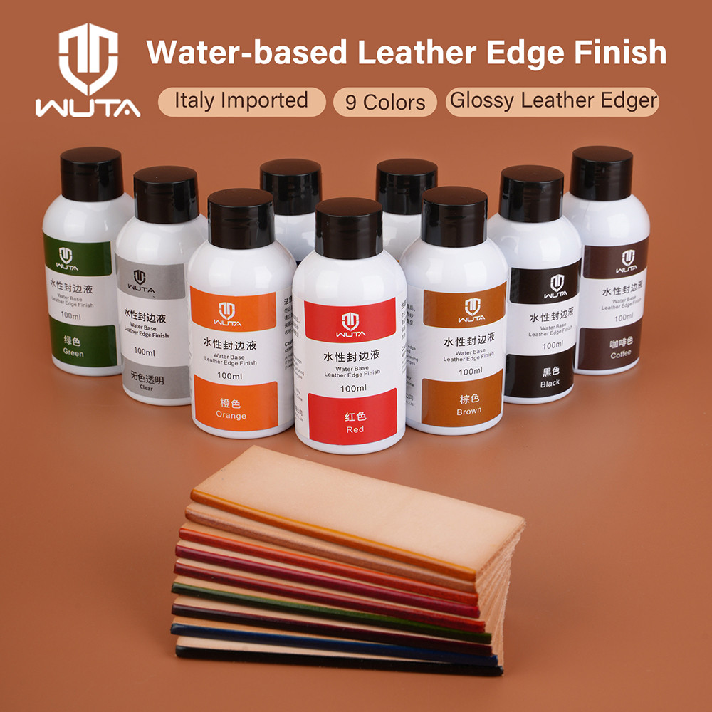 WUTA 100ml การตกแต่งหนัง สารปิดผนึกขอบสูตรน้ำ ของเหลวปิดผนึกขอบสี สีตัดแต่งหนัง สารปรับเรียบโปร่งใส Leather Edge Finish