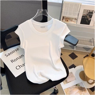 Hotgirl พร้อมส่ง เสื้อแฟชั่น เสื้อยืดผู้หญิง แขนสั้นสไตล์เกาหลี น่ารัก เบสิก สีพื้น หลายสี ทรงสลิมฟิตอินเทรนด์