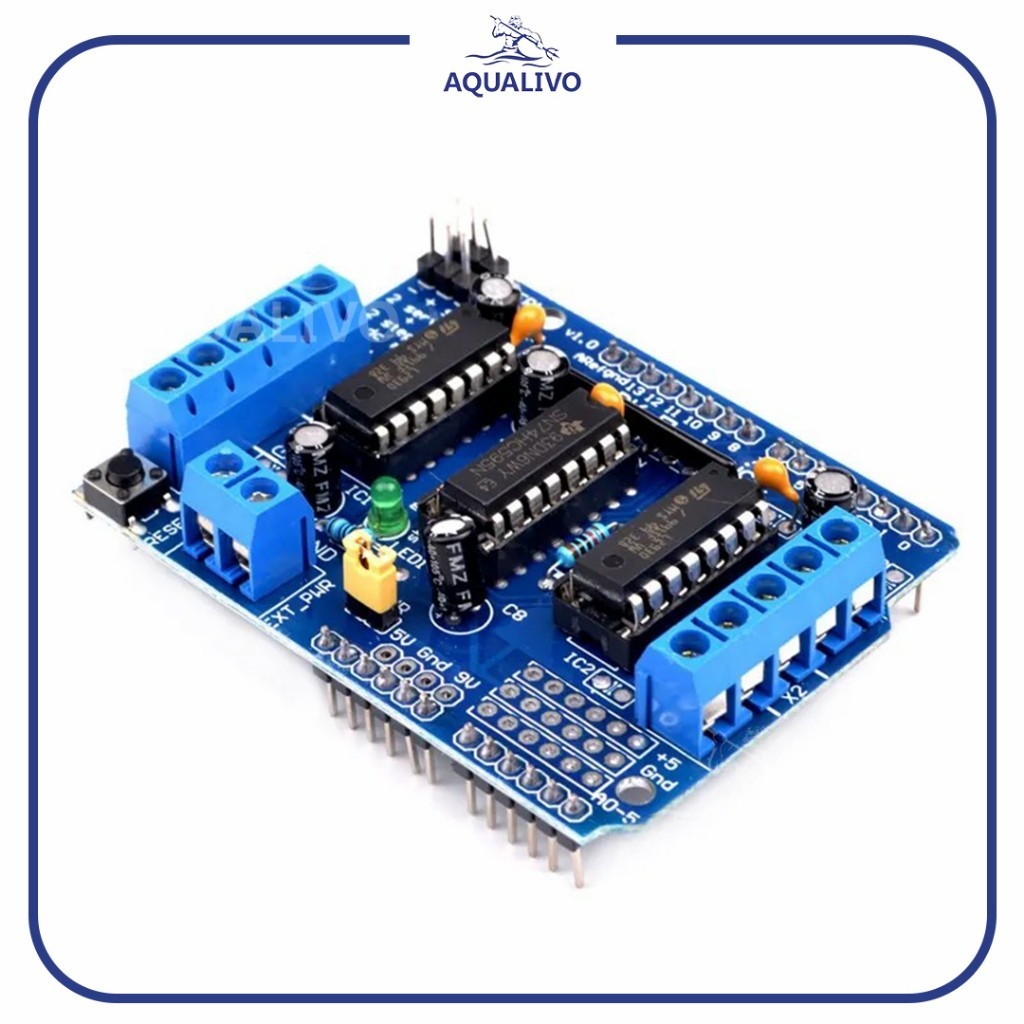 AQUALIVO มอเตอร์ไดร์เวอร์ L293D Shield มอเตอร์ควบคุมไดรฟ์ L293Expansion Board สําหรับ Arduino