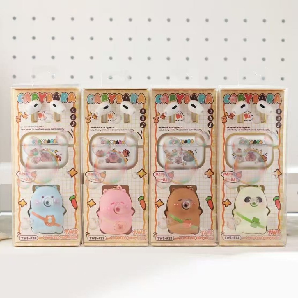 ข้ามพรมแดนสไตล์ใหม่ TWS ชุดหูฟังบลูทูธไร้สายในหูซิลิโคนเคสป้องกัน คาปิบาระ คายฟองหยิกเพลง