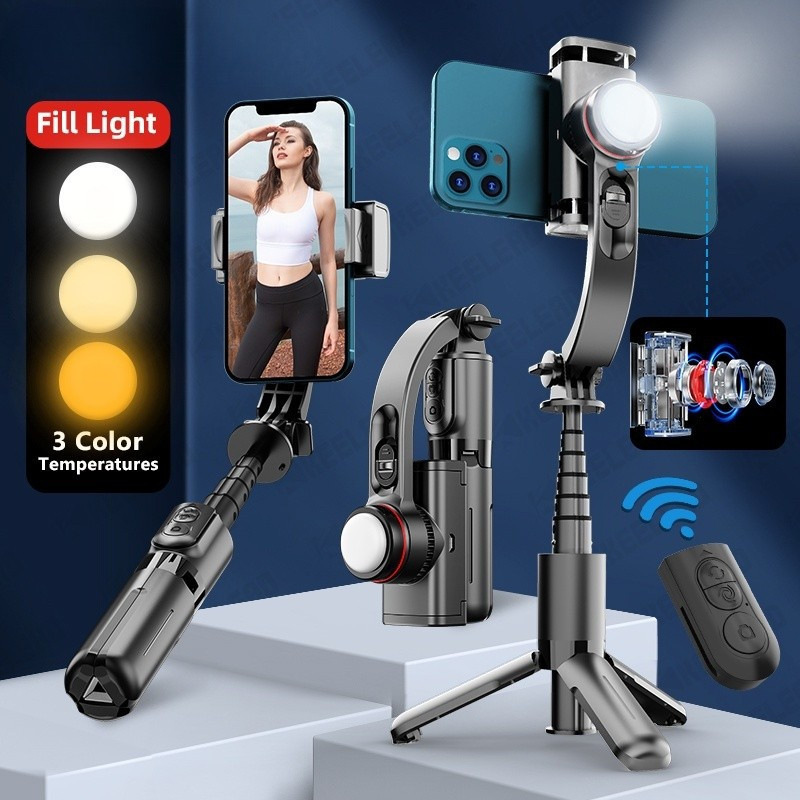 L18s Selfie Stick ขาตั้งกล้องเติมแสง Gimbal Stabilizer บลูทูธระยะไกลขยายสําหรับสมาร์ทโฟนHT99 6RZ