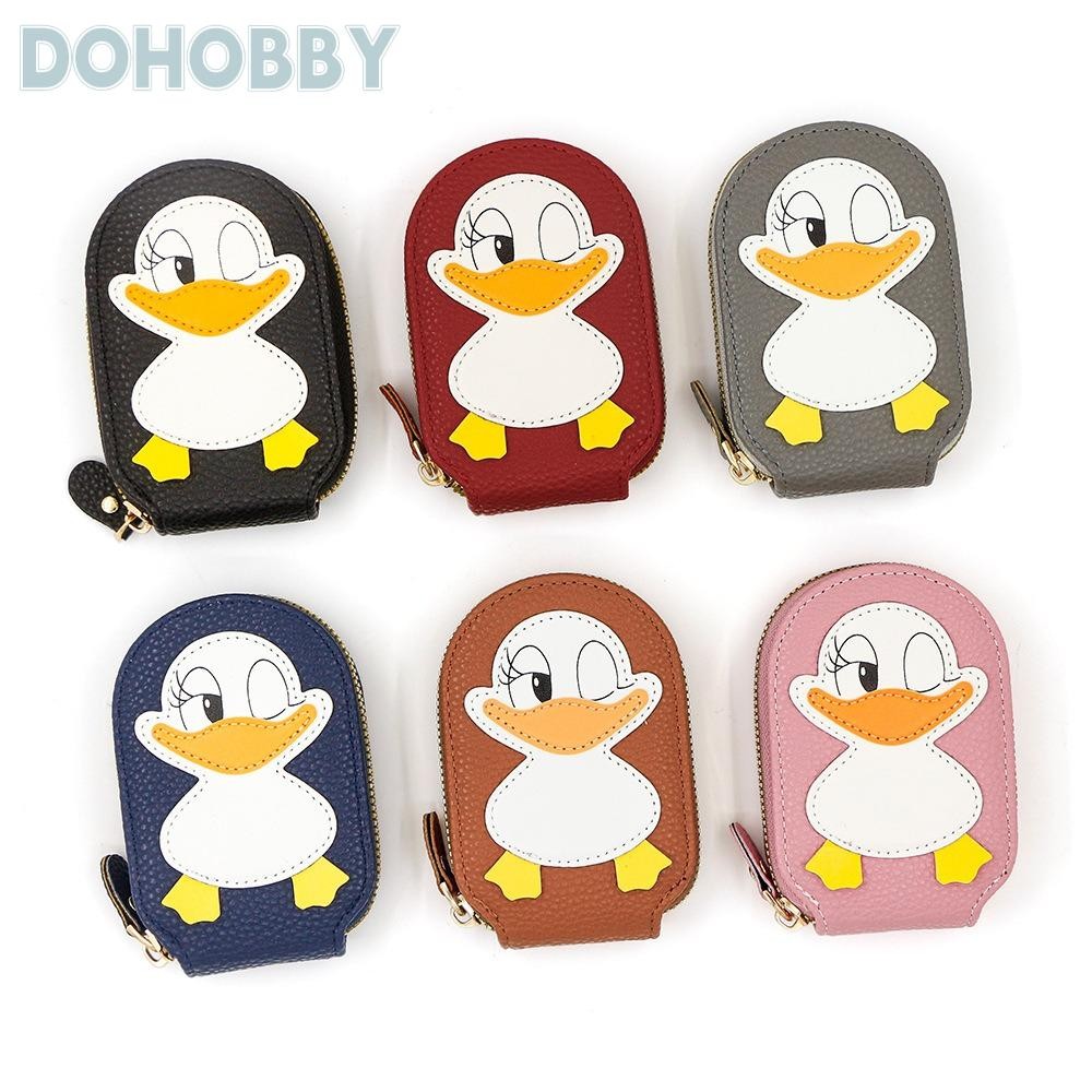 DOHOBBY Card Bag, PU ความจุขนาดใหญ่ผู้ถือบัตรเครดิต,แฟชั่น Multicard Slot เป็ดน่ารักกระเป๋าสตางค์ขนาดเล็กผู้หญิง