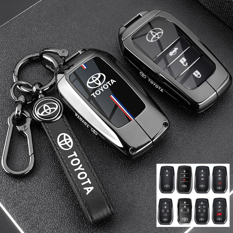 ฝาครอบกุญแจรถโลหะผสมสําหรับ Toyota Fortuner Conquest 2024 Alphard Hilux GRS 2025 Harrier Prius Camry 2025 Sienta Vellfire Land Cruiser 2025 กรณี Fob Shell Keybox
