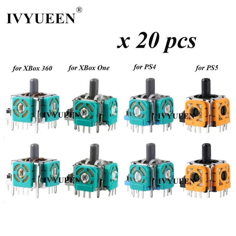 IVYUEEN 20 PCS 3D Analog Thumb Sticks เซนเซอร์โมดูล Potentiometer สําหรับ PlayStation 5 4 PS5 PS4 Co