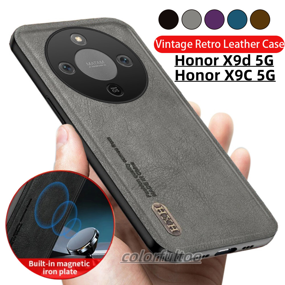 Honor X9d 5G เคสโทรศัพท์สําหรับ Honor X9d X9C X 9C HonorX9C 5G Retro Luxury Matte หนังพื้นผิวฝาครอบโทรศัพท์ TPU ซิลิโคนกันชนกล้องปกป้องปกหลังสําหรับ HonorX9D 2025