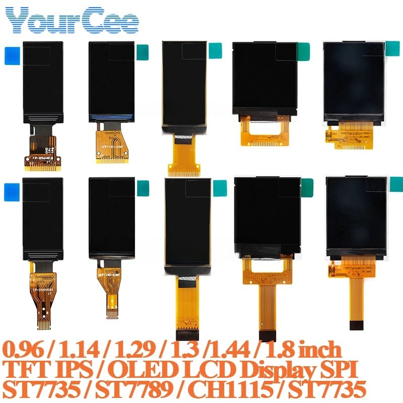 0.96" 0.96 1.14 1.3 1.44 1.8 นิ้ว HD IPS จอแสดงผล TFT หน้าจอ LCD 1.29 "OLED 128*128 135*240 80*160 S
