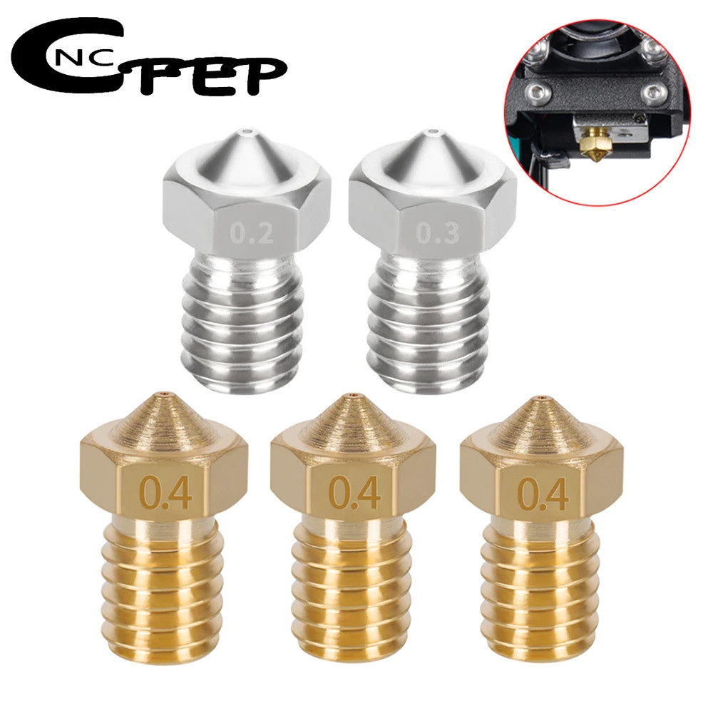 2pcs โลหะทองเหลือง E3D V5 V6 หัวฉีด M6 ด้ายหัวฉีดสแตนเลส 3D เครื่องพิมพ์ Hotend สําหรับ 1.75 มม.สําห