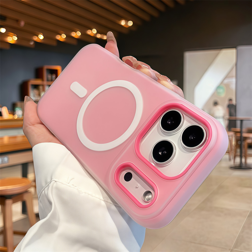 เคสโทรศัพท์แม่เหล็กสีด้านสําหรับiPhone 17 Pro Max 12 13 14 15 16 Pro Max Air 15 16 plus Anti Dropเลนส์ป้องกัน 2 in 1 hard Shellเคสโทรศัพท์กันกระแทก