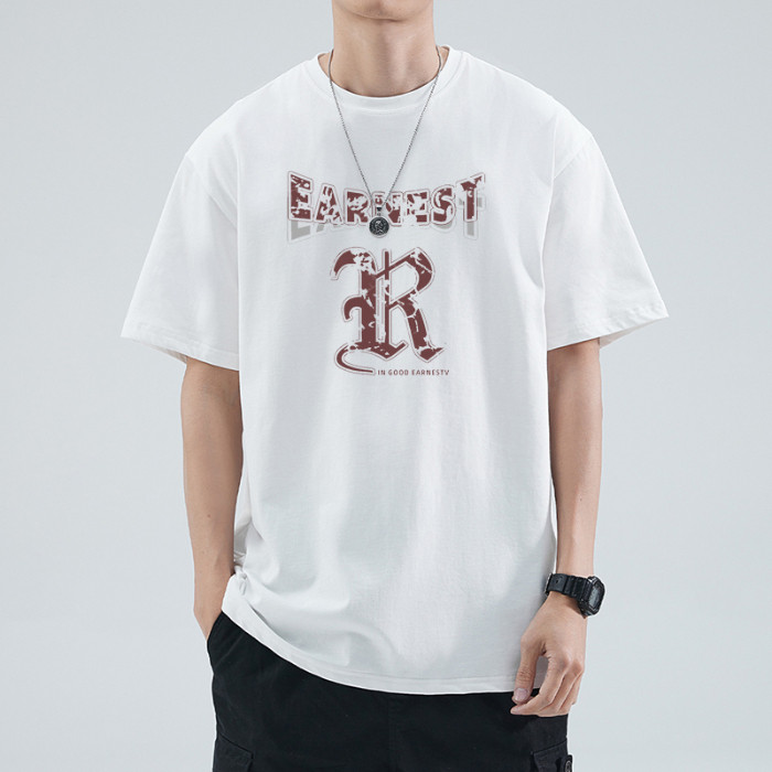 COD 2025280g Double Yarn Heavyweight White T-Shirt Men Three-needle Pure Cotton Men's Short Sleeve S