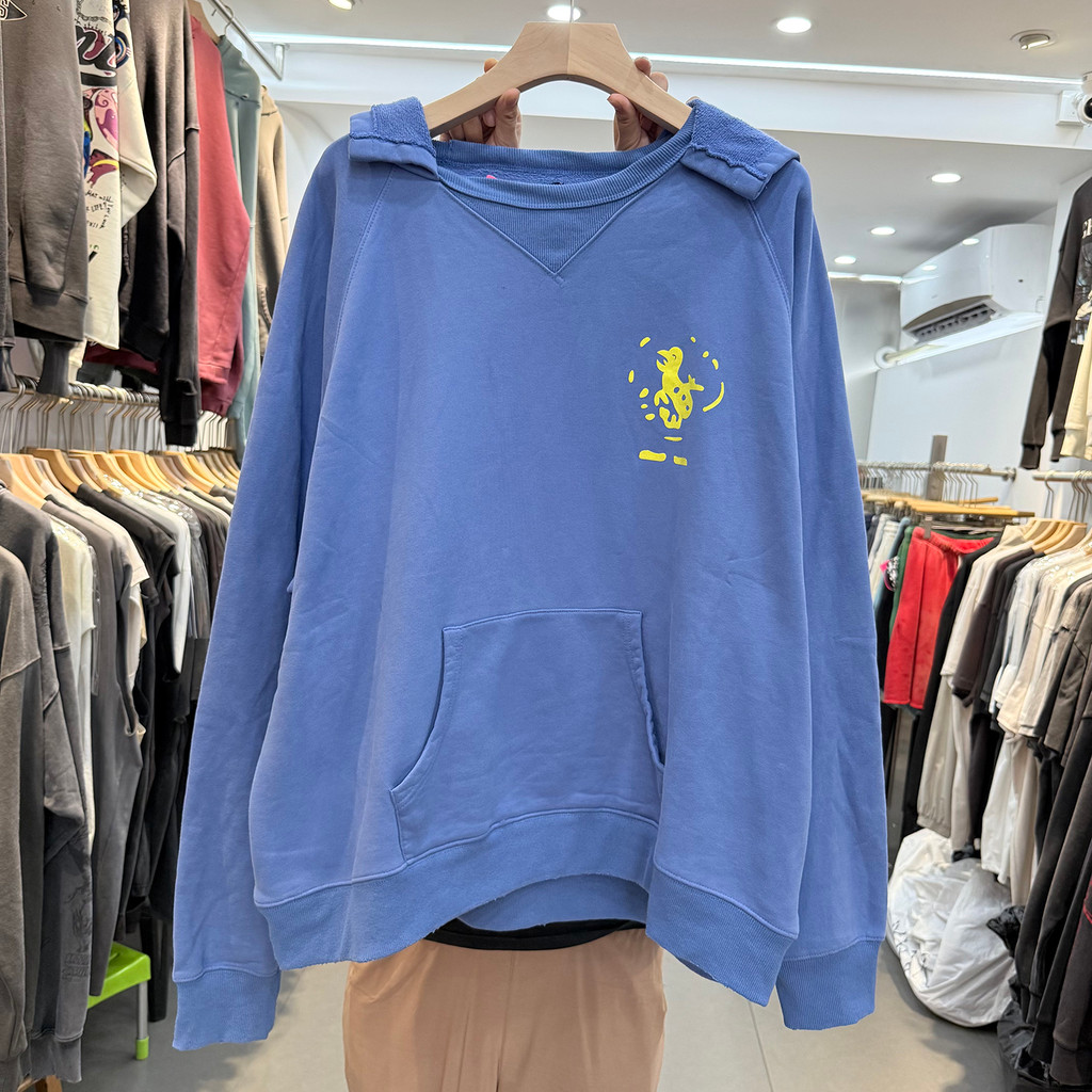 Enfants Riches Deprimes ERD Splice คอ Hoodie ผู้ชายผู้หญิงฤดูหนาวฤดูใบไม้ร่วงล้างสีฟ้าพิมพ์ High Str