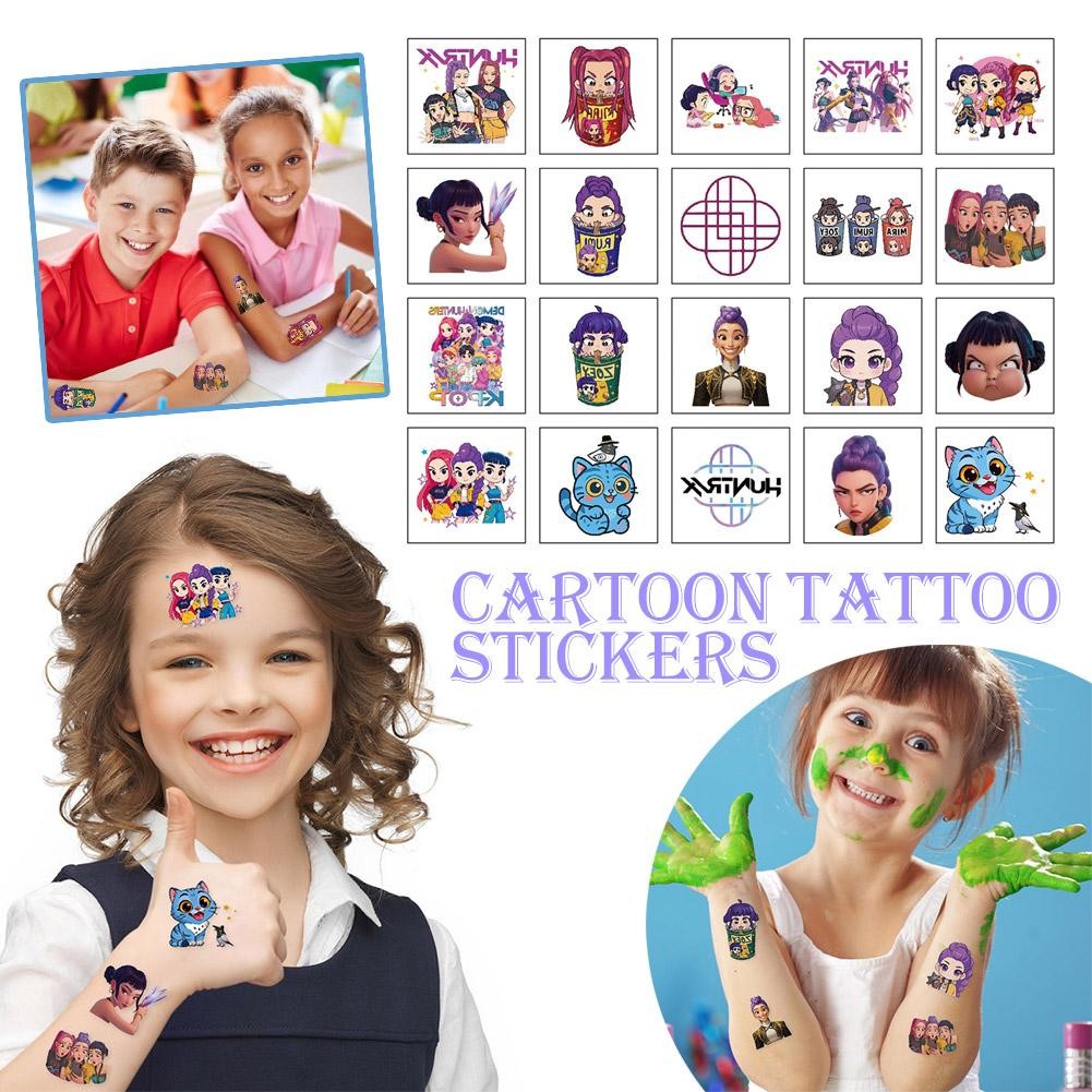 Kpop Demon Hunters Water Transfer พิมพ์สติกเกอร์ Zoey ชายสติกเกอร์แผ่น Huntrix การ์ตูน C2U4