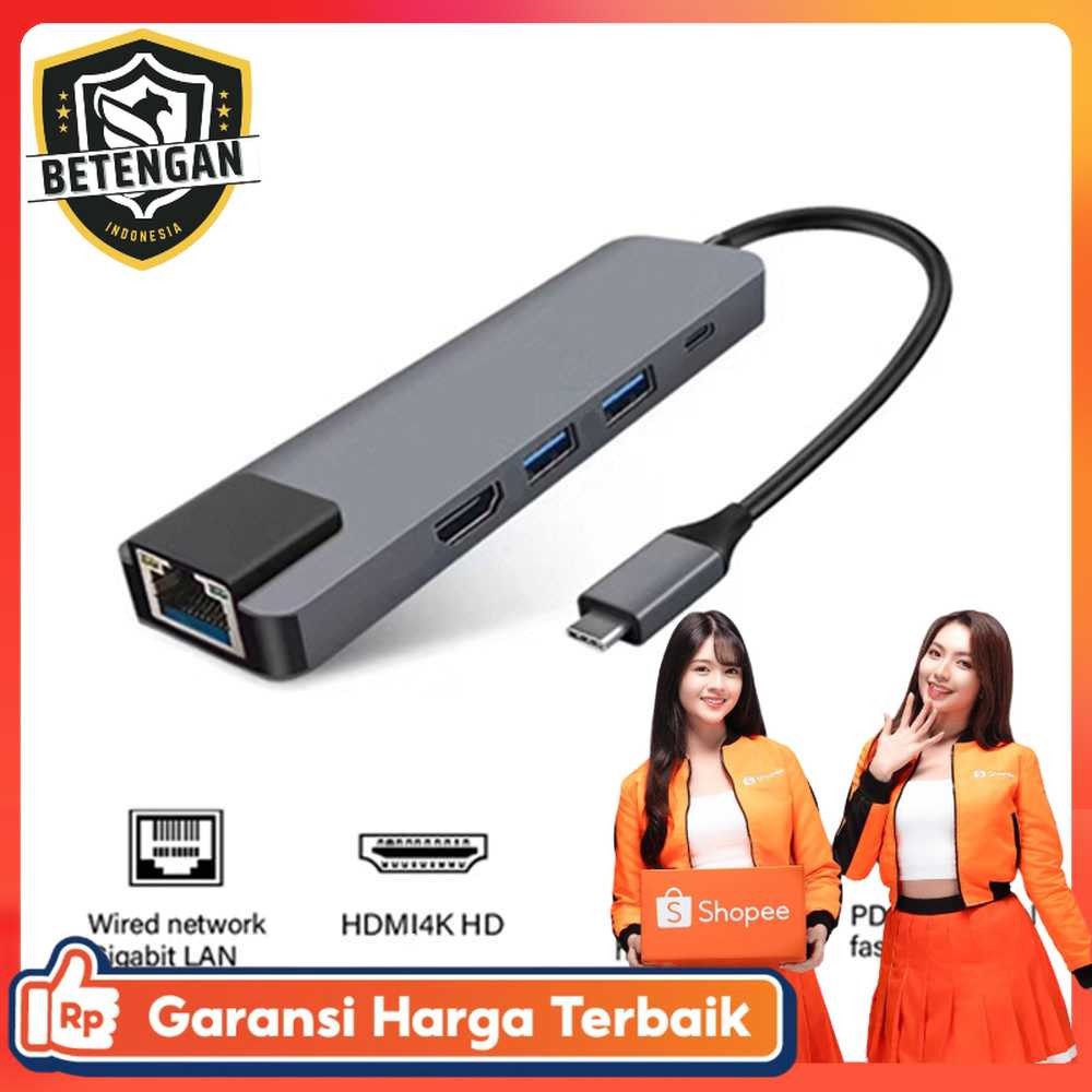 EDUP USB Type C Hub 5in1 LAN HDTV ผ่านการชาร์จ - YC-206