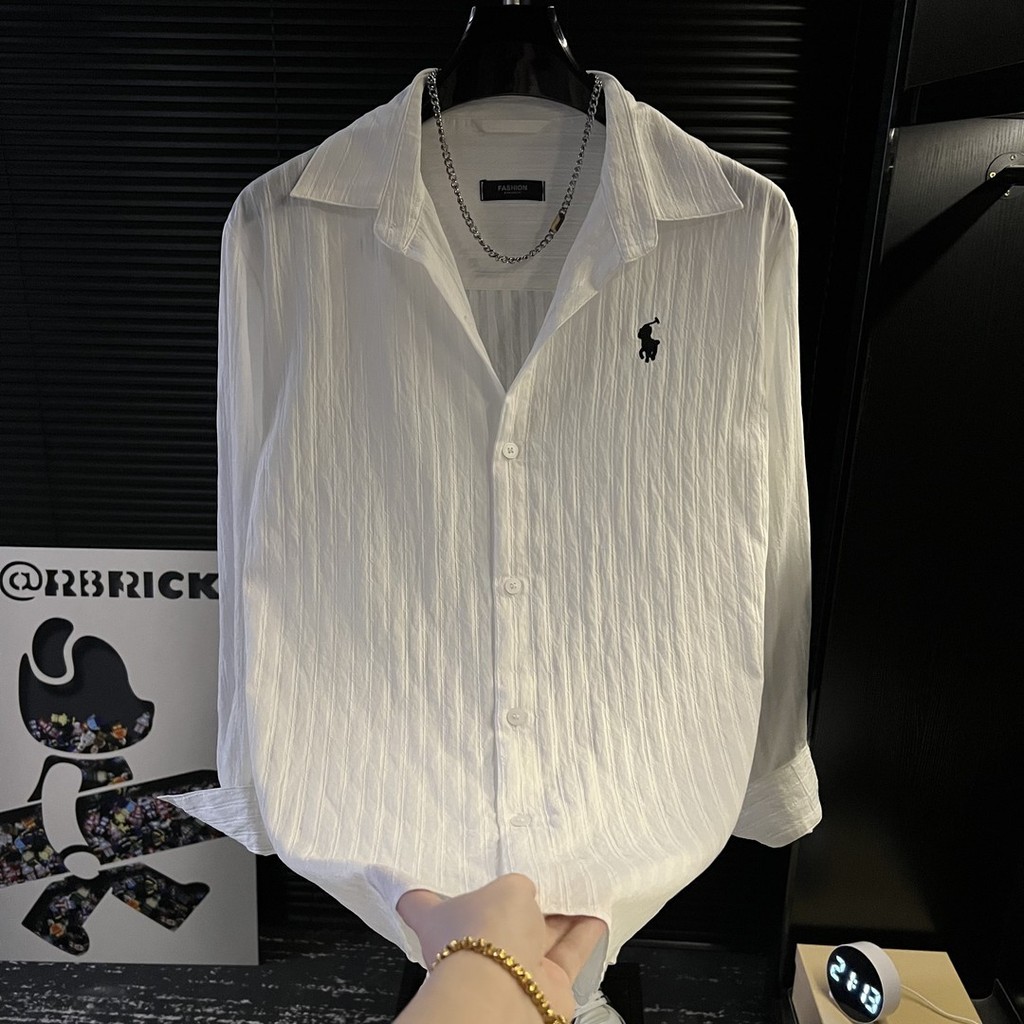 เสื้อลินินแขนยาว สไตล์เรียบง่ายสำหรับหนุ่มหล่อ เหมาะสำหรับฤดูร้อน