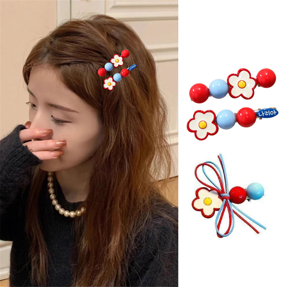 กิ๊บติดผมดอกไม้สำหรับผู้หญิง แบบด้านข้างและหน้าผาก พร้อมคลิป