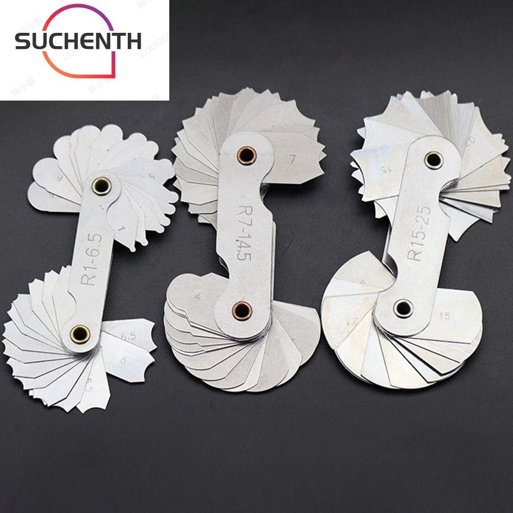 SUCHENTH 16 ชิ้น/เซ็ต Radius Gauge สแตนเลสสําหรับการวัดอุตสาหกรรม Radius Fillet Gauge ตัวอย่าง R Gau