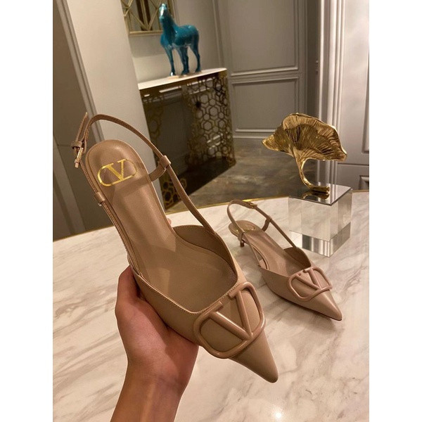 ส้น Valentino Vlogo Slingback Pump Shoes 4cm Doff Nude VIVIP Quality