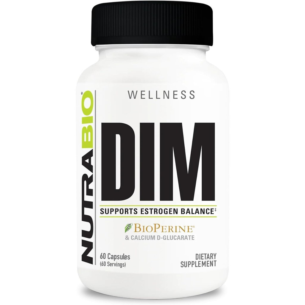 NutraBio DIM Supplement, Supports Estrogen Balance, 100mg - 60 Vegetable Capsules