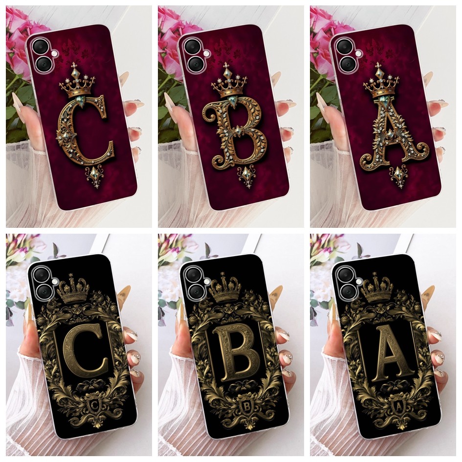 สําหรับ Samsung Galaxy A06 4G ปลอก SM-A065F SM-A065M ฝาครอบหรูหรา Crown Letter ซิลิโคนอ่อนนุ่มสําหรั