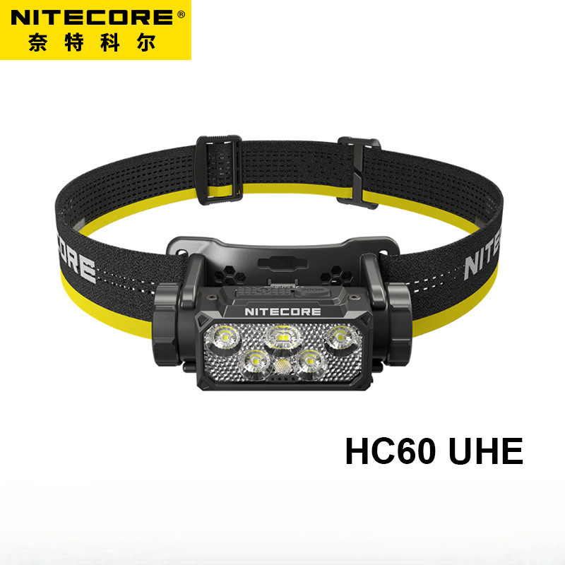 ไฟหน้า NITECORE HC60 UHE สำหรับกิจกรรมกลางคืน อายุการใช้งานแบตเตอรี่ยาวนานและชาร์จได้