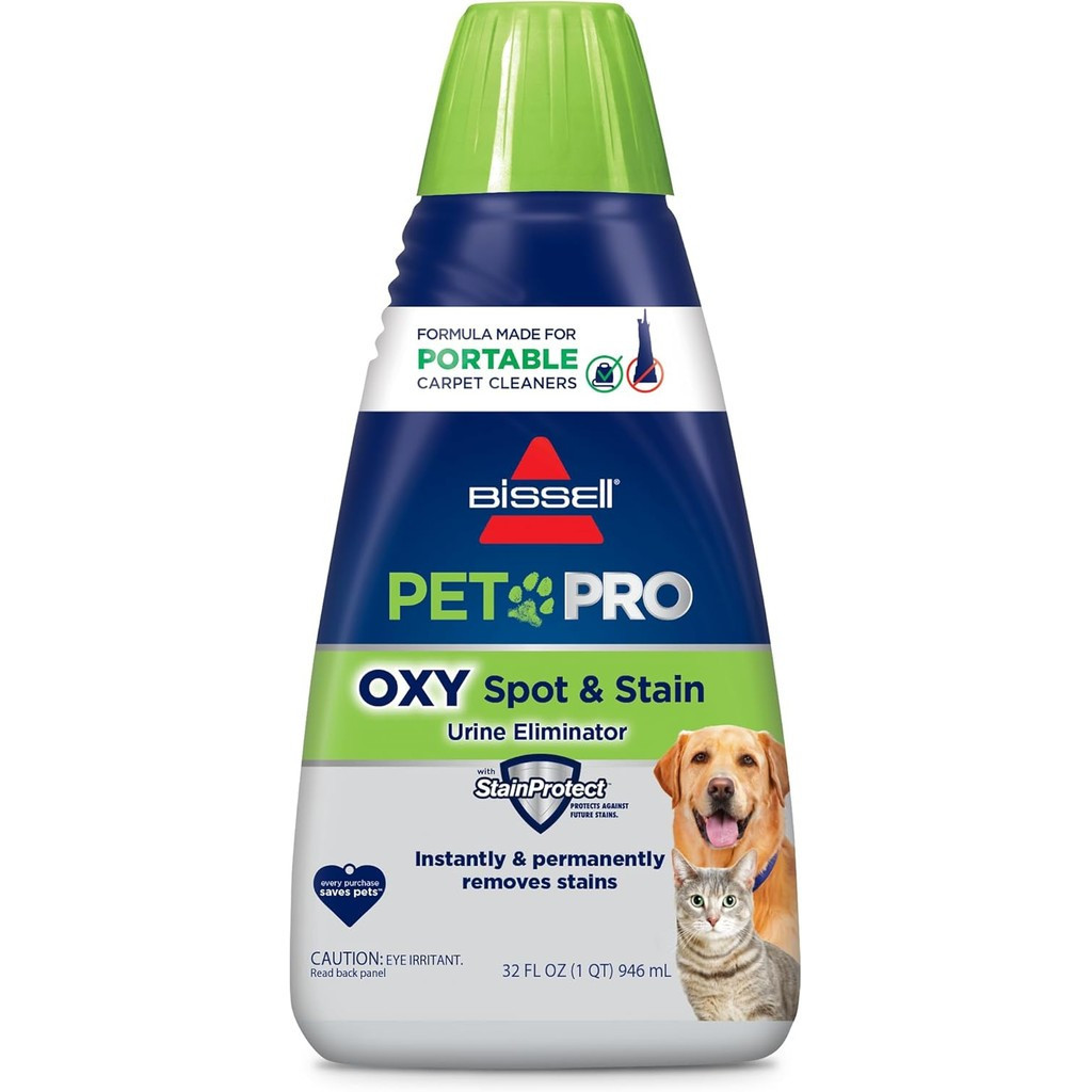Bissell PET PRO OXY Spot & Stain Formula for Portable Carpet Cleaners, 32 oz., 2034