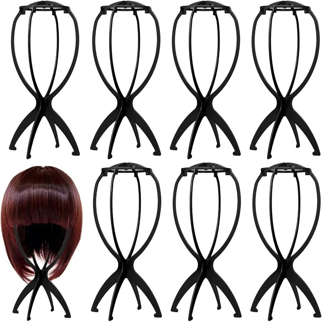 JLNGTHONG 8 pcs Wig Stand Hats Stands Portable Head Stand Plastic Folding Wig Holder for Drying Wigs