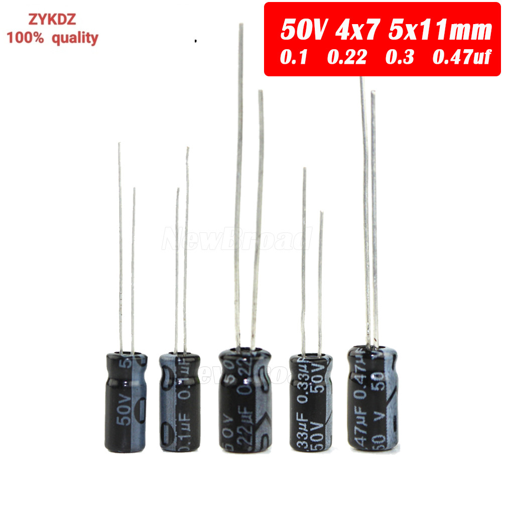 20PCS อลูมิเนียม electrolytic capacitor 50V 0.1UF 50V 0.22UF 50V 0.33UF 50V 0.47UF plug-in multi spe