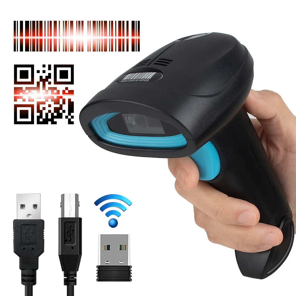1d 2d แบบมีสาย/2.4g Cmos Image Barcode Scanner 640x480 พิกเซลความแม่นยําสูง Handheld Bar Code Reader