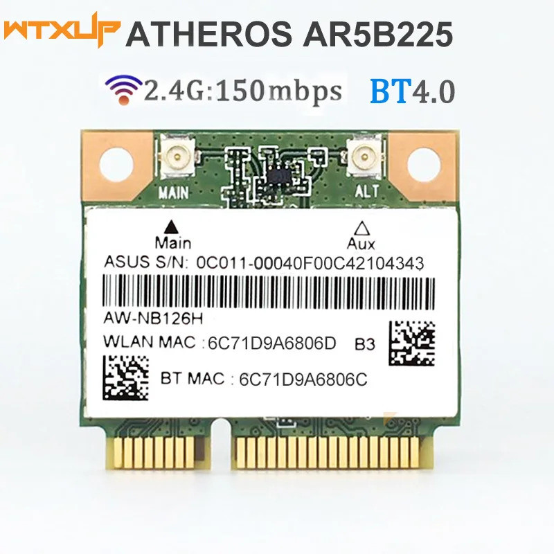 AR5B225 สําหรับ AzureWave AW-NB097H AW-NB100H AW-NB126H AR3012 ครึ่ง Mini PCI-E Wifi BT4.0 Wlan การ์