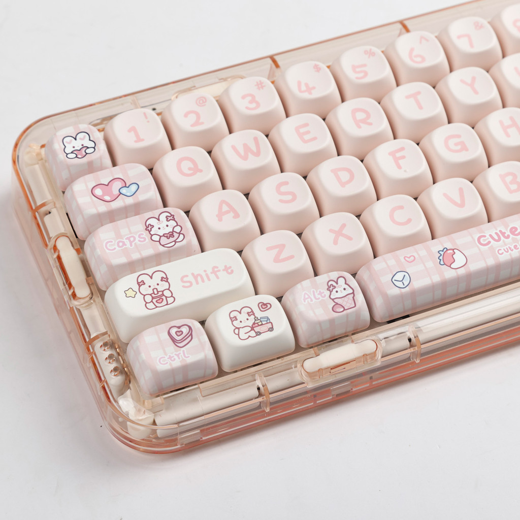 Snack Rabbit PBT Keycaps - MOA ความสูง, การ์ตูนน่ารัก Dye-Sublimation ครบชุดสําหรับ RK/Ningzhi Hi75/