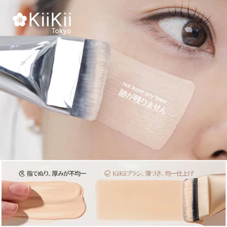 KiiKii Beauty แปรงรองพื้น แปรงปัดแก้ม Silver แบบแบน ขนแปรงนุ่ม ใช้งานง่าย สําหรับรองพื้นเนื้อครีม