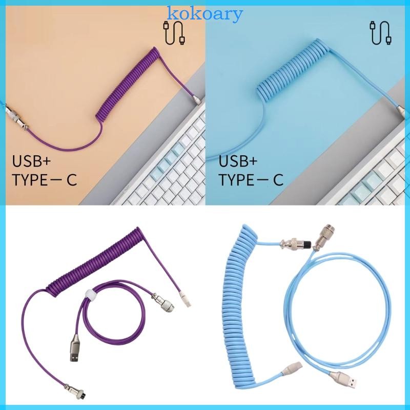 KOK โลหะ Aviators Connectors Coiled USB Type C สําหรับคีย์บอร์ด Aviators Connectors เกลียว Paracord