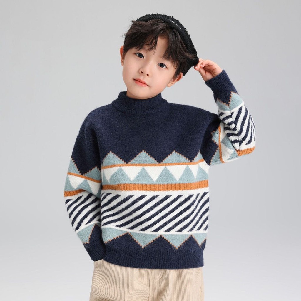 ฤดูใบไม้ร่วงและฤดูหนาวใหม่ - เสื้อกันหนาวเด็กชายขนาดกลางและใหญ่สบาย ๆ เสื้อกันหนาวอุ่น - รูปที่ 2