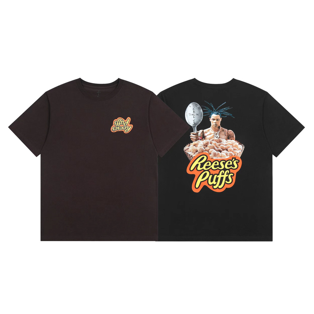 Travis Scott Reeses Puffs Enjoy Today TEE Collaboration Short Sleeve T Shirt