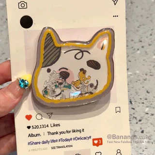ใช้งานร่วมกับ iPhone 17 16 15 14 13 12 11 Pro Max X Xr Xs Max 7 8 Plus SE2020 เคสโทรศัพท์การ์ตูน Mischievous Puppy + Stand Soft ฝาหลัง