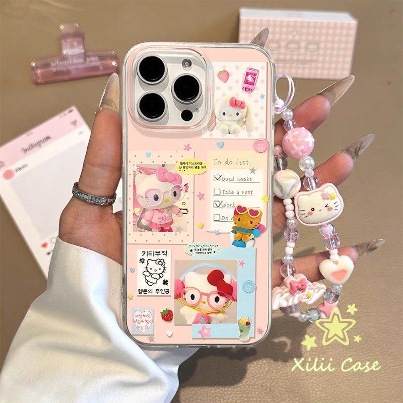 เคสไอโฟน 15 16 11 สำหรับ IPhone 16 13 15 11 14 12 Pro Max 15 16 14 Plus ดูเดิลกายด์ดาวโบว์เฮลโลคิตตี้น่ารักครอบคลุม IMD - รูปที่ 4