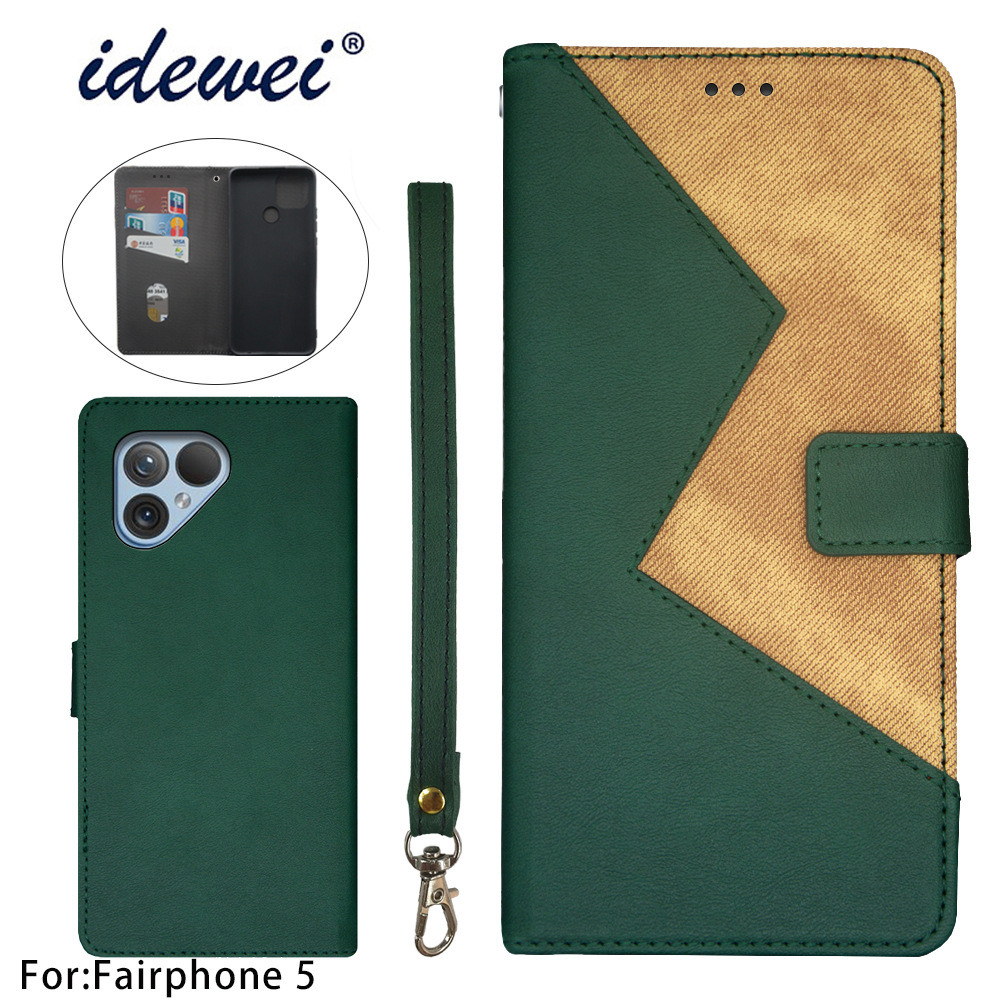 เหมาะสําหรับ Fairphone 5 Stitching Flap Leather Case Wallet Card Contrast Color Phone Case