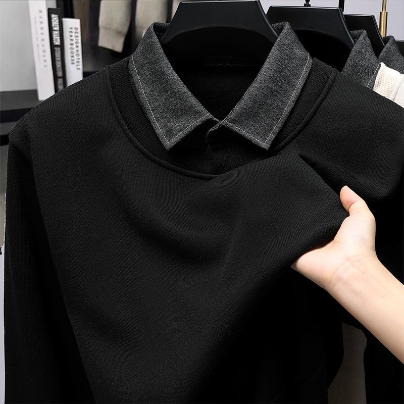 เสื้อกันหนาวสไตล์เกาหลีแขนยาว สำหรับผู้ชาย สวมใส่ง่ายและสบาย ในไซส์พิเศษ