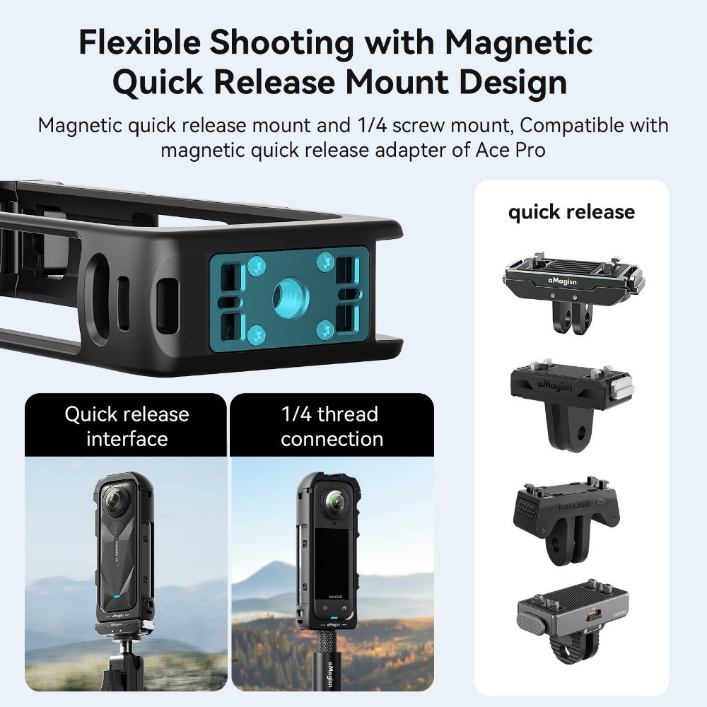 เหมาะสําหรับ Insta360 X5 กล้องกีฬา Quick Release กรงกระต่ายพลาสติก Insta360 X5 กล้องขยายกรอบป้องกันอุปกรณ์เสริม CASE ราคา ถูกที่สุด ดีลบีเคเค แกลเลอรีภาพที่ 3