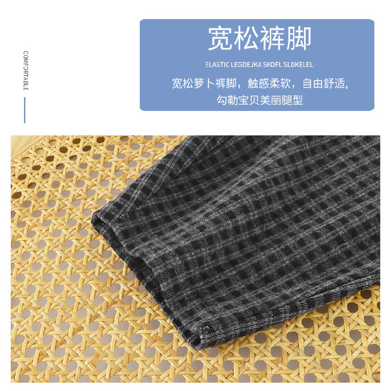 80-160กางเกงลายสก็อตขายาวสำหรับเด็กชายและเด็กหญิงฤดูใบไม้ผลิและฤดูใบไม้ร่วง กางเกงสไตล์โคมไฟสำหรับใส่เที่ยว - รูปที่ 7