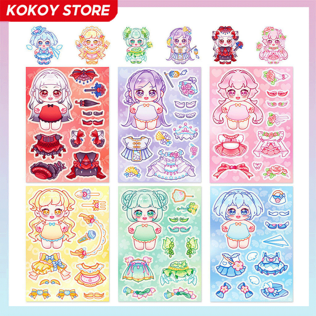 ​ สติ๊กเกอร์ Princess Cotton Doll Dress-up Collage Card Gift Handbook Material Beautiful Girl Gift Boutique ​