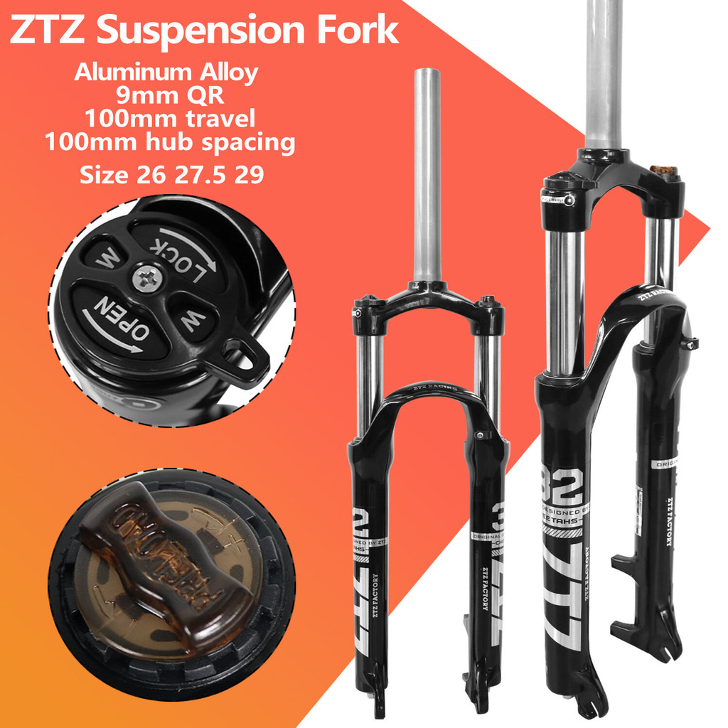 ZTZ MTB Suspension Fork 26 27.5 29 อลูมิเนียม 100MM Travel Mountain Bike พร้อม Lockout จักรยานส้อมสี