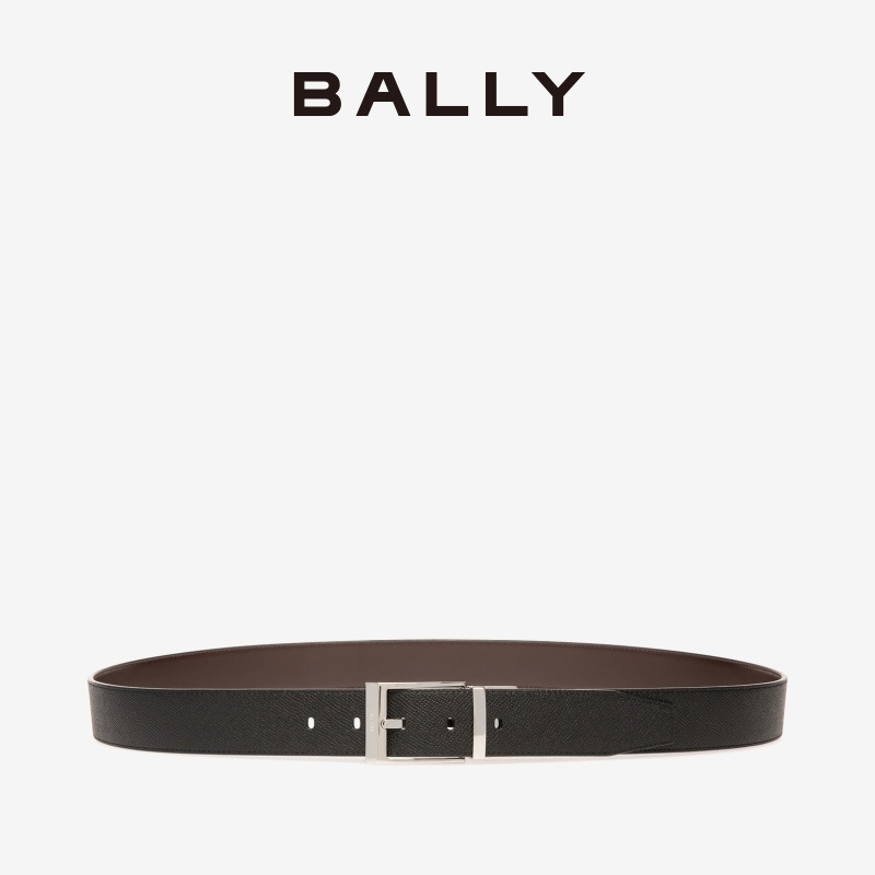 BALLY/Barry กล่องของขวัญเข็มขัดหนังสีดําคลาสสิกสําหรับผู้ชาย6238974