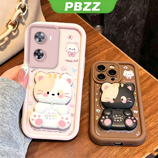 เคสสําหรับ OPPO a6x A6 PRO 4g A6t pro a6S A6C A6 5g เคสโทรศัพท์ Softcase ซิลิโคนกันกระแทกความงามดีไซน์ใหม่พร้อมที่วาง 360° กระจกแต่งหน้า แมวน่ารัก สําหรับเด็กผู้หญิง JTXMMZJ