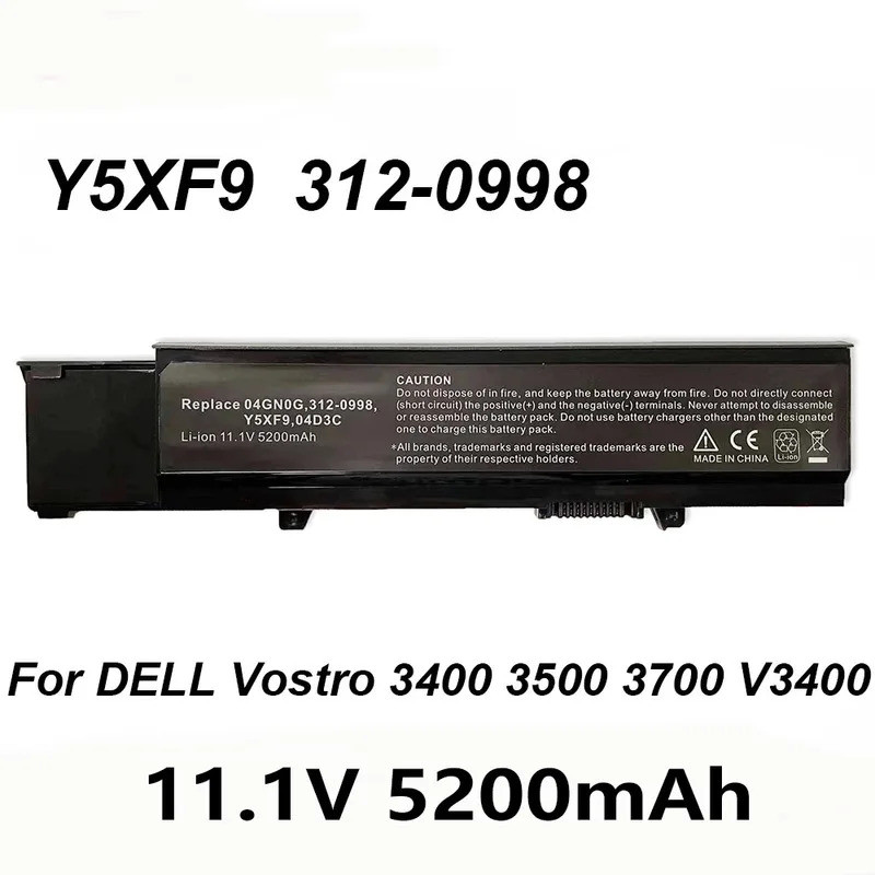 Y5XF9 11.1V 5200mAh แบตเตอรี่แล็ปท็อปสําหรับ DELL Vostro 3400 V3400 3500 3700 3400n 3500n 3700n Seri