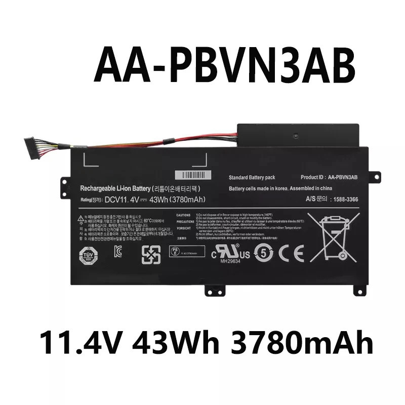 AA-PBVN3AB 11.4V 43Wh 3780mAh แบตเตอรี่แล็ปท็อปสําหรับ SAMSUNG NP370R4E NP370R5E NP370R5V NP450R4E N