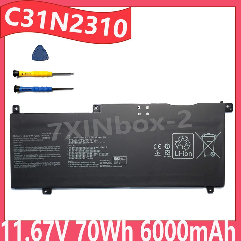 C31N2310 11.67V 70Wh 6000mAh OEM แบตเตอรี่แล็ปท็อปสําหรับ Asus Vivobok S 15 S5507 S5507Q S5507QA PRO