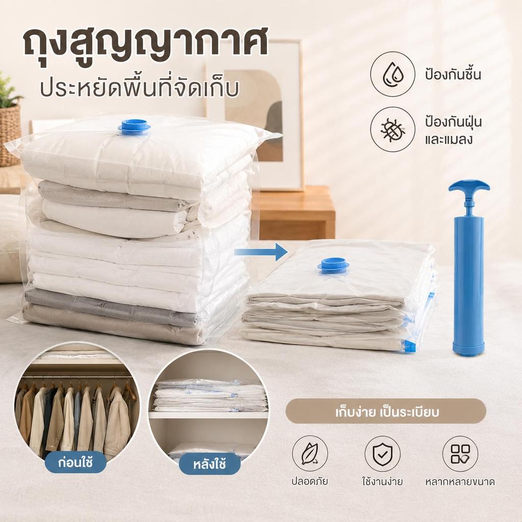 ถุงซีลสุญญากาศ ใช้งานสะดวก เหมาะเดินทางและจัดเก็บของในบ้าน ราคาส่ง พร้อมส่ง จัดส่งรวดเร็ว