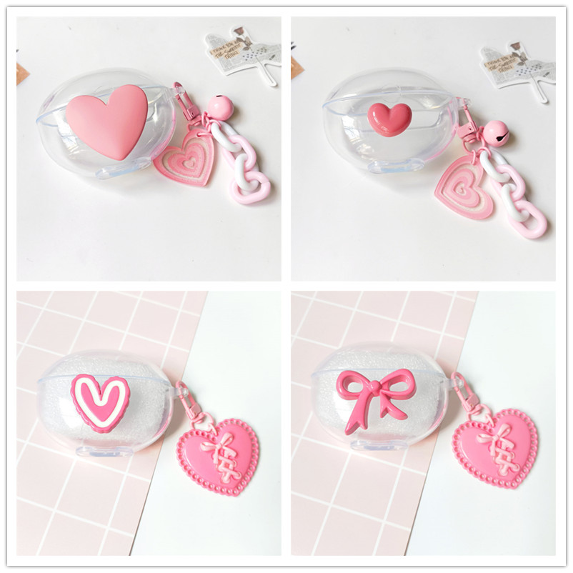 น่ารักหัวใจรักสําหรับ UGREEN HiTune ClipBuds Pro กรณี S3 S5 S8 T3 Pro / T6 T6S / H5 H6Pro H6 Magic Soft TPU โปร่งใสฝาครอบป้องกันพร้อมจี้หรูหรา